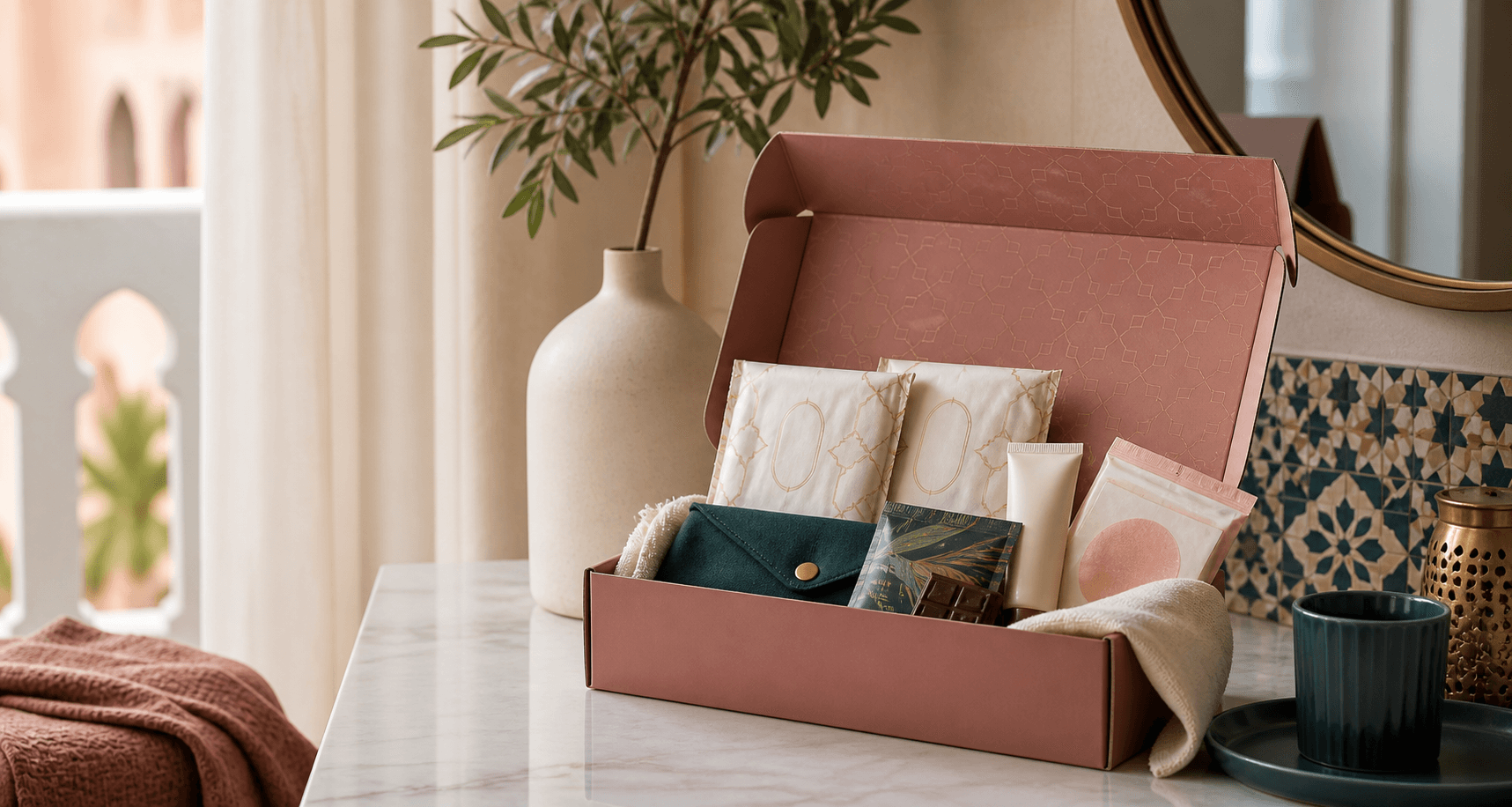 Box menstruelle élégante avec protections et produits confort